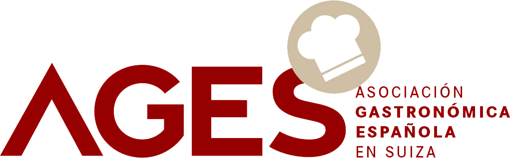 Logo of the Asociación Gastronómica Española en Suiza (AGES), featuring a chef's hat and the name in bold letters.