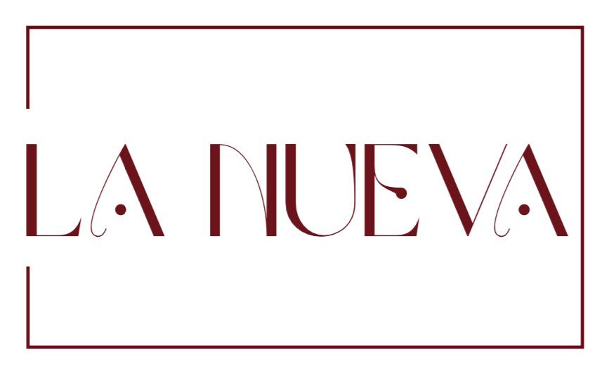 Logo for La Nueva, featuring elegant typography in burgundy on a white background.