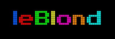 Colorful text display spelling 'leBlond' on a black background.